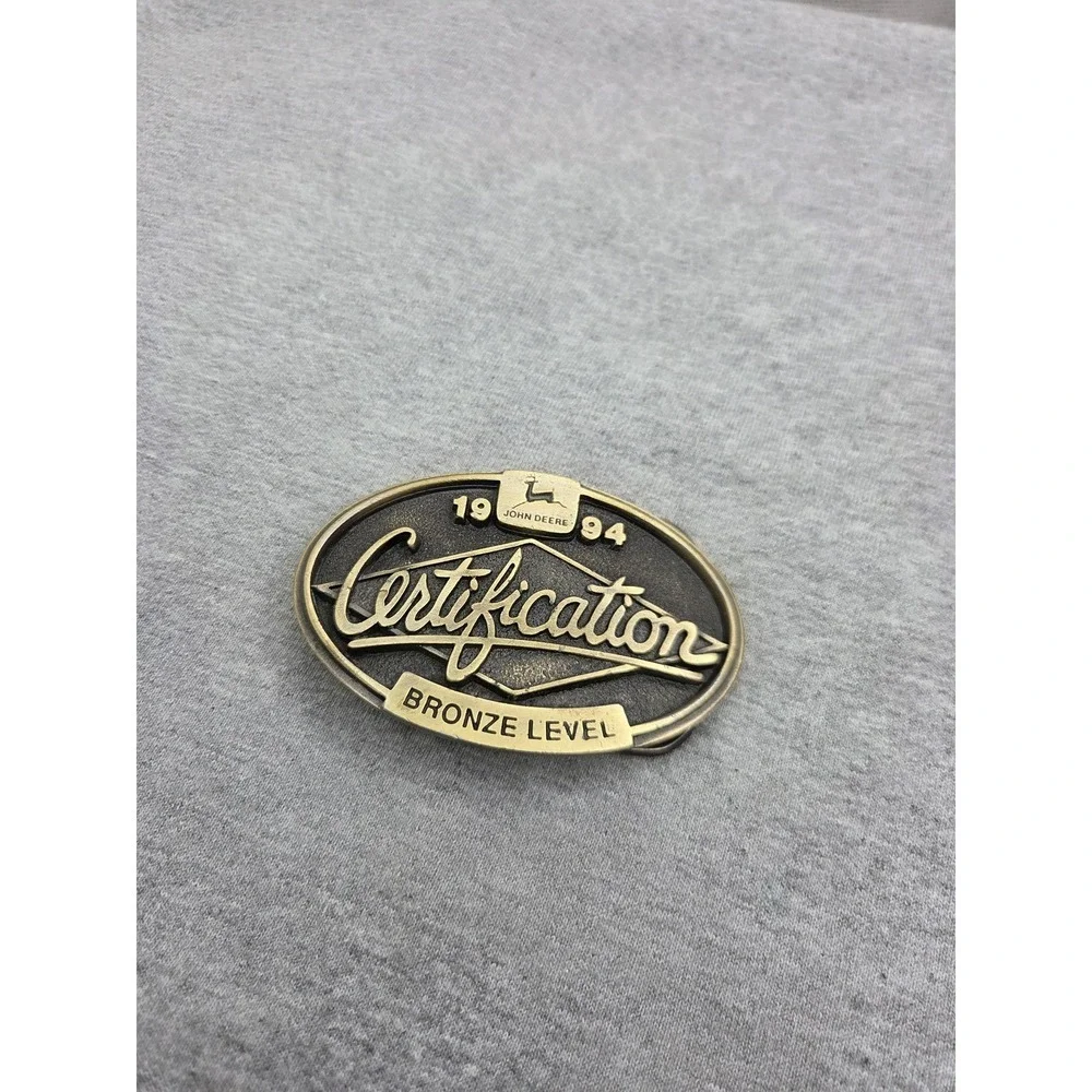 Vintage 1994 John Deere Bronze Level Certification Solid Brass Belt Buckle